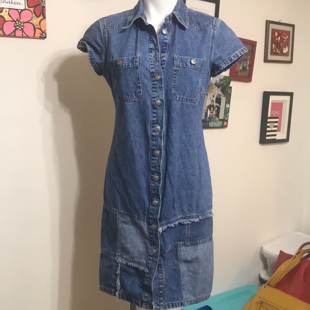 Faded Glory denim patch denim midi dress
